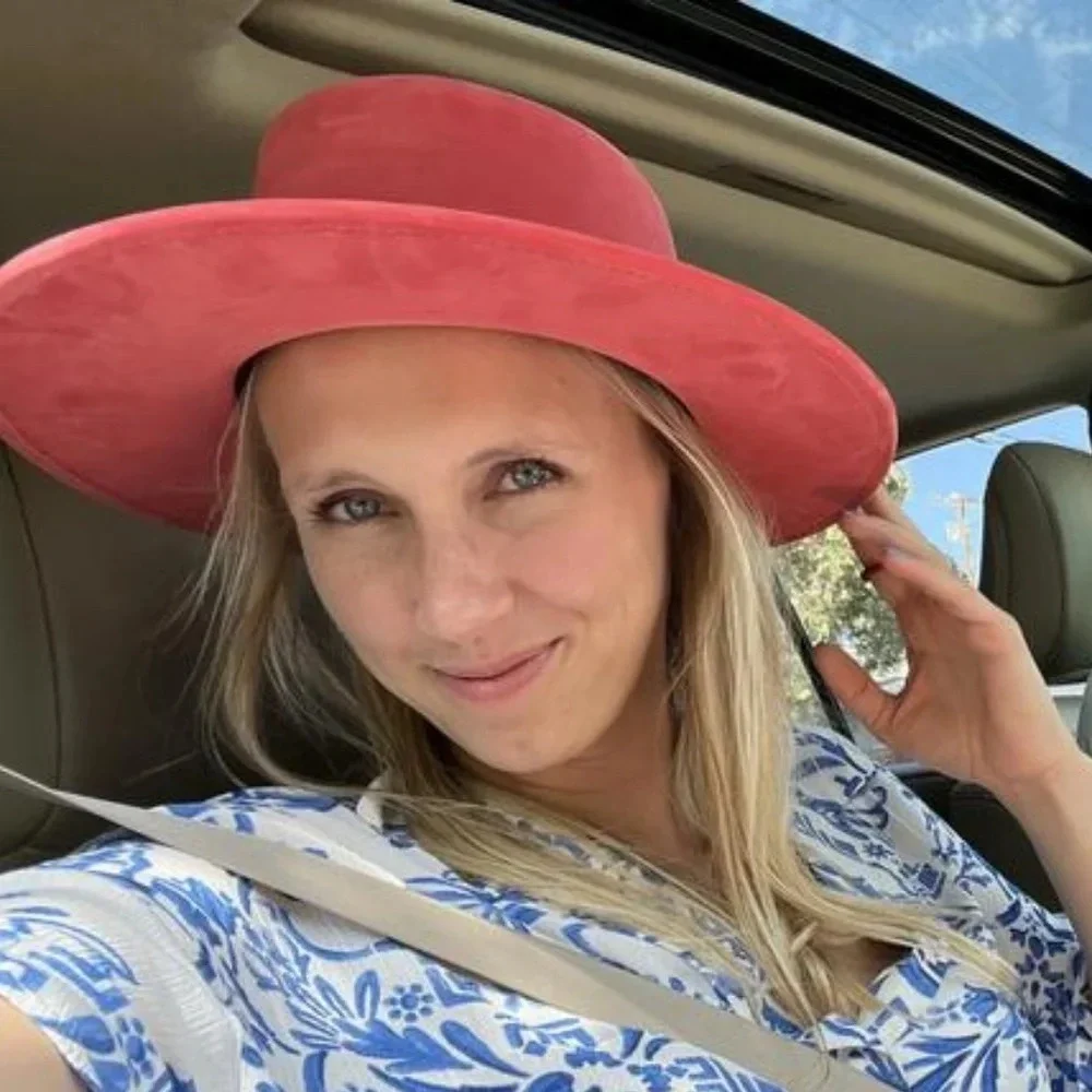 Anthropologie ASN Braided Pink Boater Hat